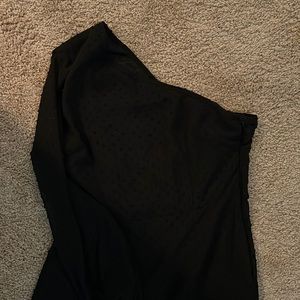 Polka dot one shoulder black dress from Shein